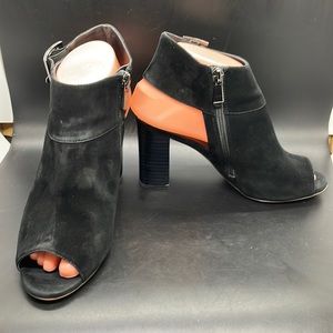 VANELi Belle Black Open Toe Suede Bootie Size 6.5